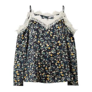 DOROTHEE SCHUMACHER Floral Cold Shoulder Silk Top